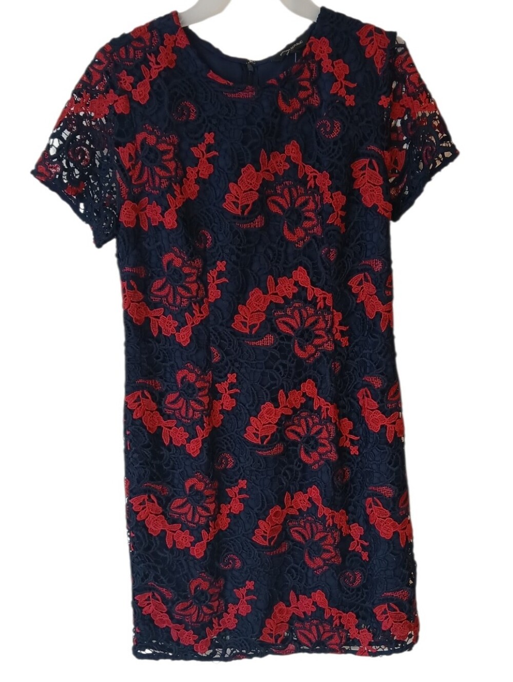 Banana Republic Navy And Red Floral Lace Embroidered Dress Size 6 NWT